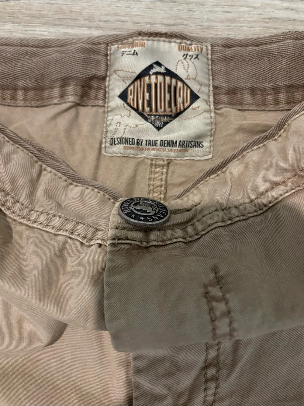Rivet de Cru Khaki Twill Cargo Shorts size 40 MSRP $78 New with Tags